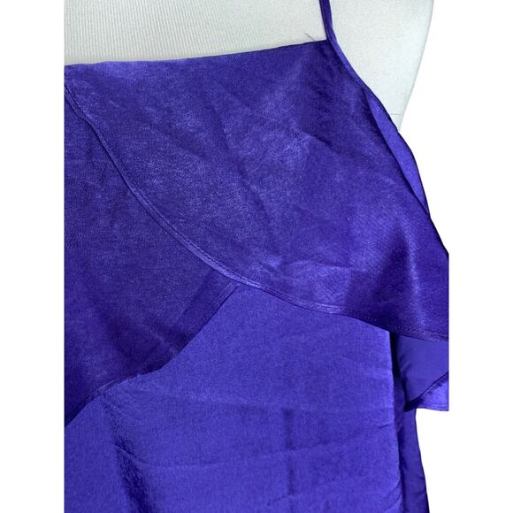 BAR III LADIES COLD SHOULDER RUFFLED BLOUSE, DEEP IRIS PURPLE, MEDIUM, NWT - Picture 5 of 7